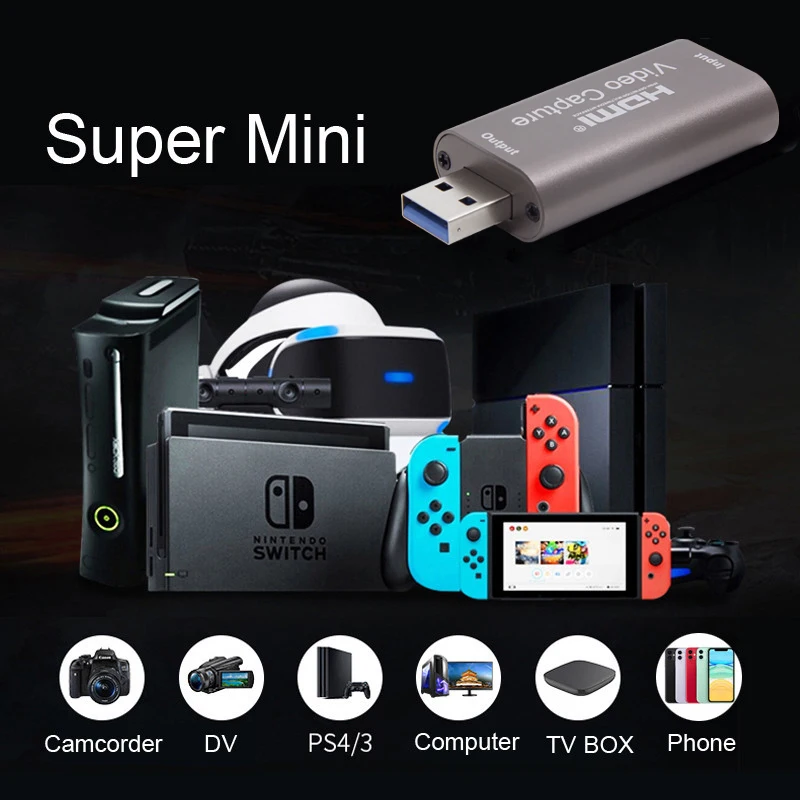 USB HDMI Video Capture Card for PS4 Game DVD Camcorder HD Camera Recording and Live Streaming - USB 3.0/2.0 Video Grabber Recorder Box Description Image.This Product Can Be Found With The Tag Names Computer Components, Computer Office, Video capture card usb, Video TV Tuner Cards