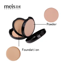 MEIS Natural Face Powder Foundations Mineral Oil-control Brighten Concealer Whitening Make Up Pressed Powder With Puff P024