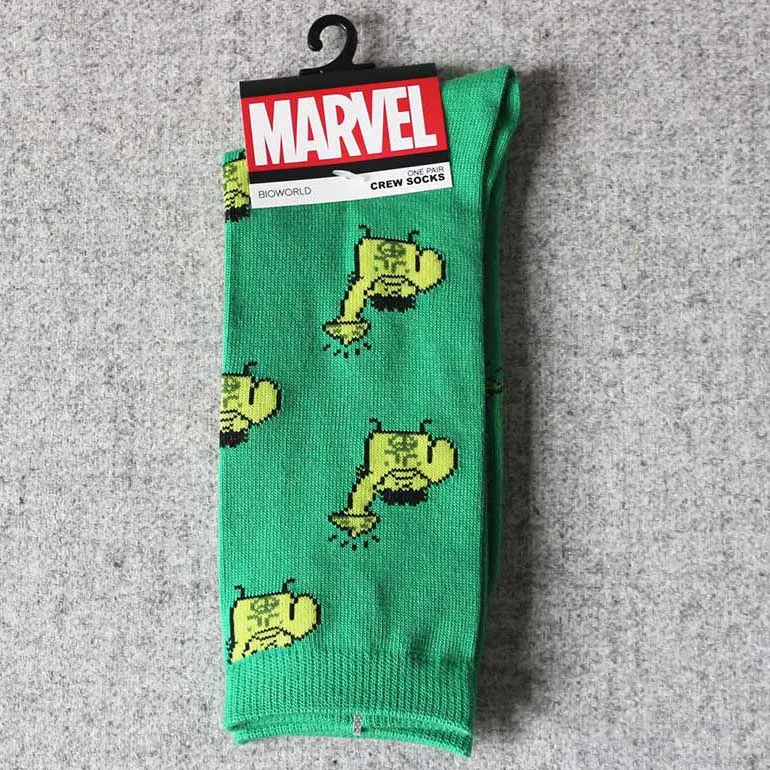 Герой комиксов Marvel General мужские носки с героями мультфильмов, Железный человек, Капитан Америка, по колено, теплые, сшитые, с рисунком, противоскользящие, повседневные носки - Цвет: 2