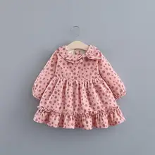 Платье с принтом в Корейском стиле для девочек; плотные модные зимние платья для девочек; PQ600