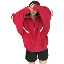 Женские свободные куртки в полоску с рукавом «летучая мышь», одежда на молнии, верхняя одежда с длинным рукавом, верхняя одежда для улицы, повседневные пальто, спортивная одежда