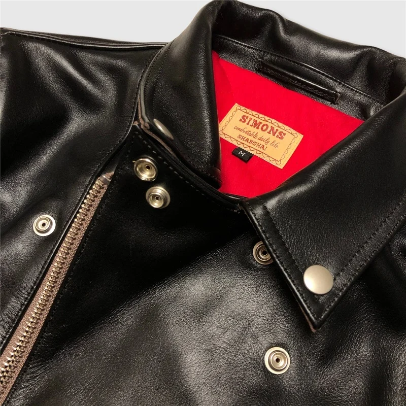 Free shipping.Tea core calfskin British Vintage Motorcycle Jacket.Luxury Classic Rider 391 genuine leather coat.thick leather leather sheepskin jacket