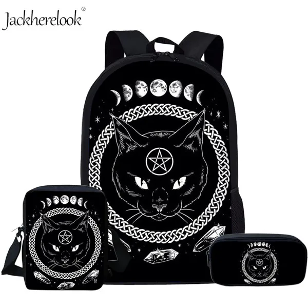 Jackhereook Черный Инь Ян кошки школьные рюкзаки для девочек милый детский рюкзак для котенка для мальчиков книжные сумки для начальной школы Студенческая сумка детские подарки - Цвет: HK862CEK