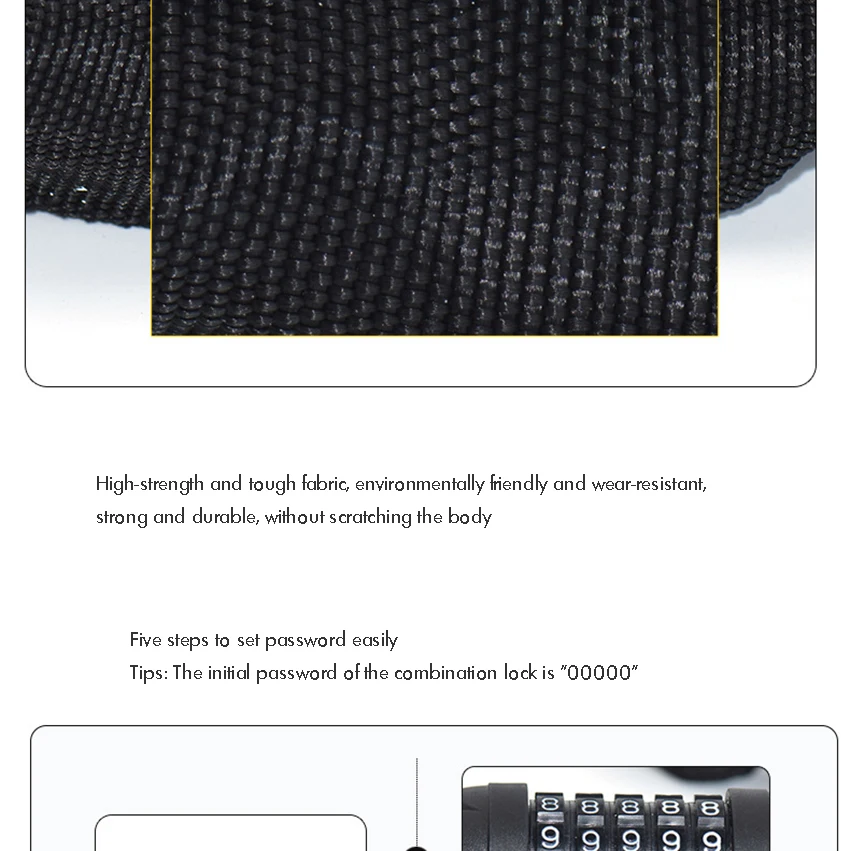 Description Picture 6 of itemSecurity Bike Chain Lock, Anti-Theft Bike 5-Digit Combination Lock Heavy Duty Bike Locks for Bike, Motorcycle, Bicycle, Door