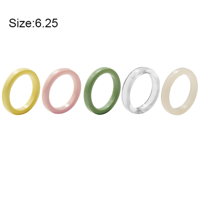 Korean Colorful Transparent Resin Acrylic Rings Set for Women Trendy Geometric Square Round Ring Wedding Jewelry