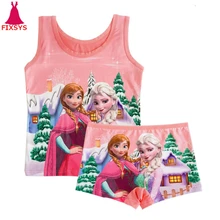 Детские пижамные комплекты для девочек Летняя Пижама с изображением Анны и Эльзы для маленьких мальчиков и девочек, комплект с жилетом и штанами, детская одежда для сна Домашняя одежда с суперменом