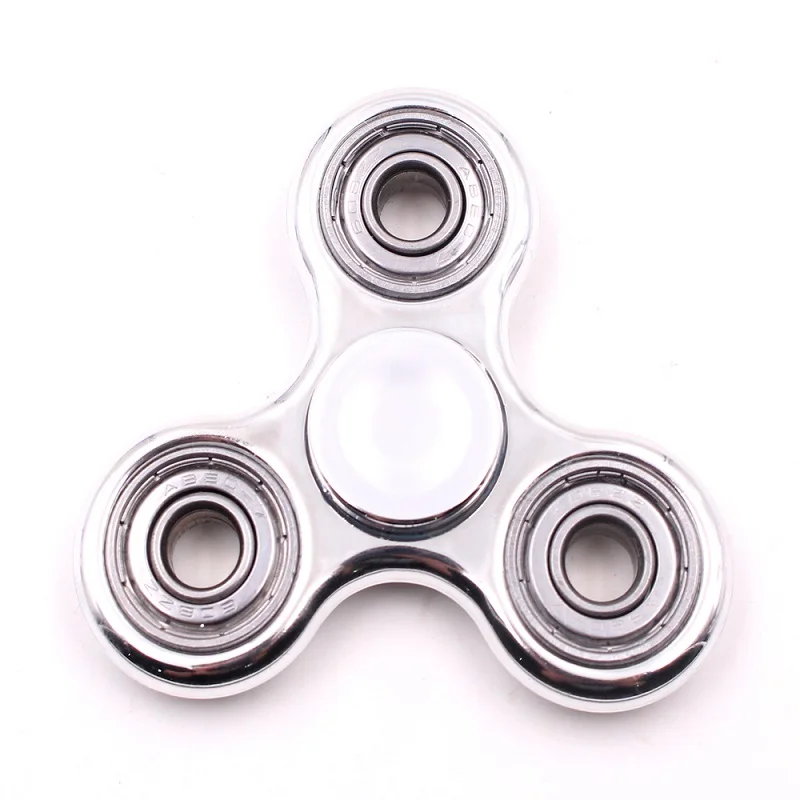 Ручной Спиннер с покрытием Tri-Spinner figets игрушка EDC сенсорная Непоседа Спиннер для аутизма и СДВГ детей/взрослых забавные антистрессовые игрушки - Цвет: Серебристый