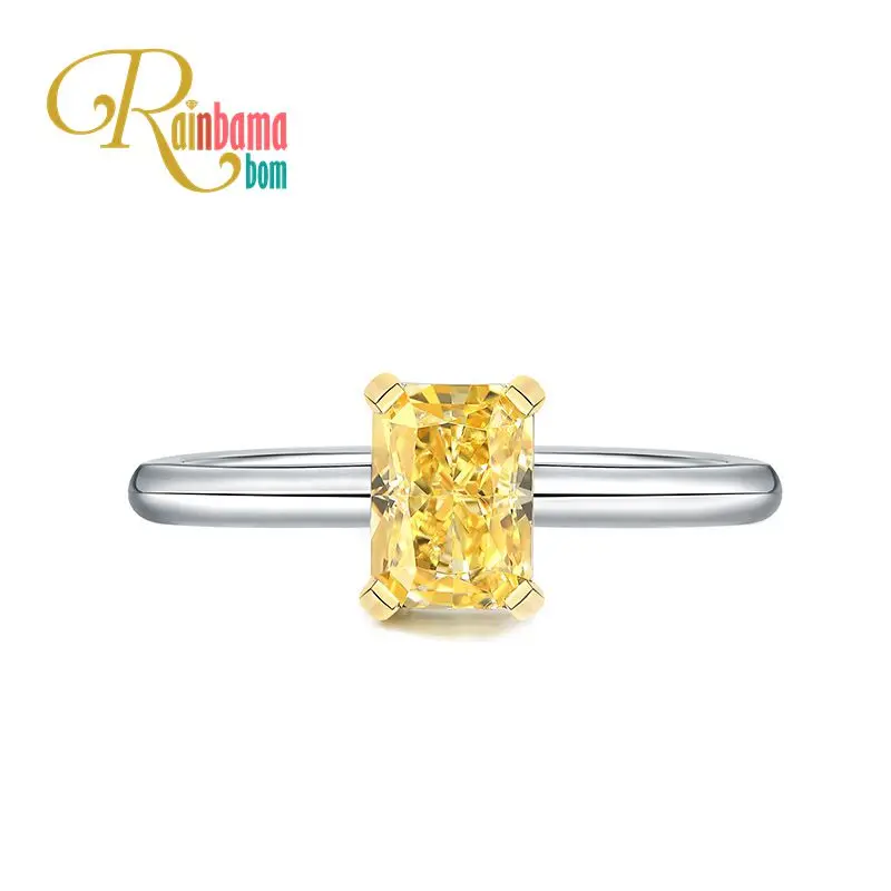 Rainbamabom 925 Sterling Silver Created Moissanite Citrine Gemstone Birthstone Wedding Engagement Ring Fine Jewelry Wholesale Rainbamabom 925 Sterling Silver Created Moissanite Citrine Gemstone Birthstone Wedding Engagement Ring Fine Jewelry Wholesale