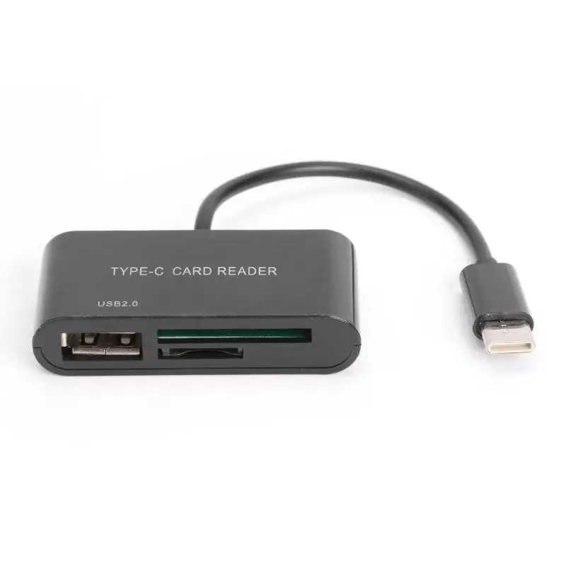 3 в 1 type C к USB 2,0 TF кард-ридер OTG концентратор адаптер для Macbook 12 дюймов черный