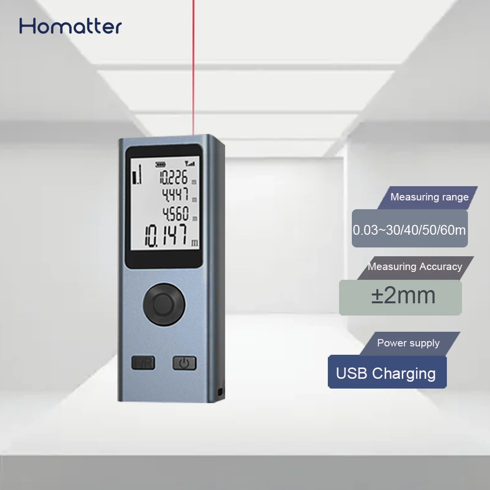 Homatter Laser Distance Meter 30M 40M 50M 60M Rangefinder Mini USB Charging Multifunction Trena Range Finder | Инструменты