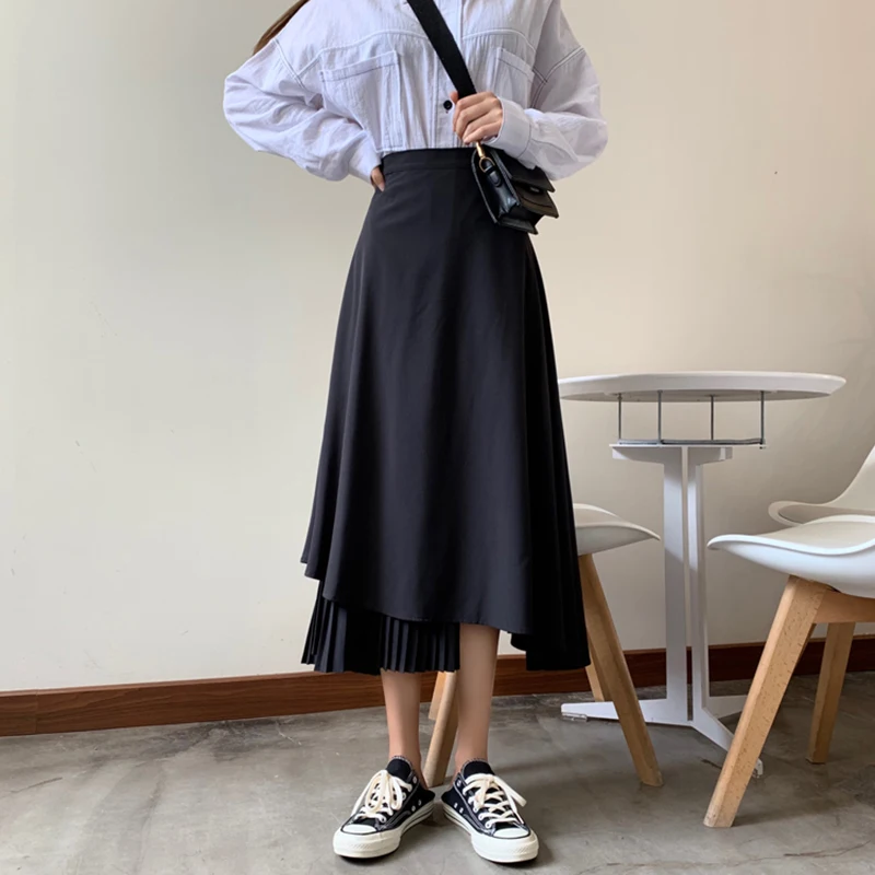 casual faldas mujer moda black spring autumn Harajuku fashion brandstyle long High waist skirts Women's Clothing skirts new