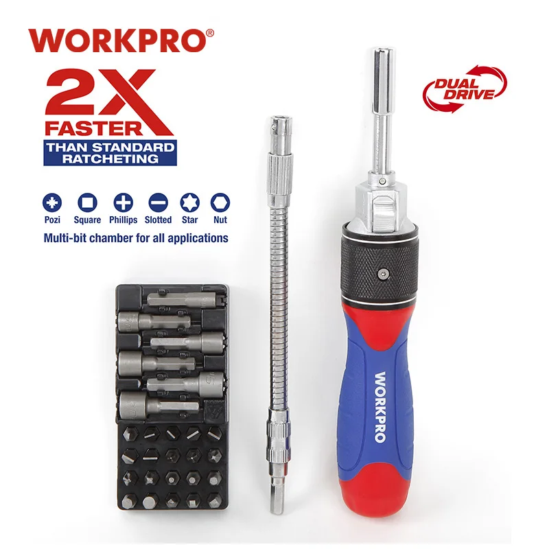 Набор Магнитных прецизионных отверток WORKPRO 28 в 1 2 шт. набор быстрое с набором бит