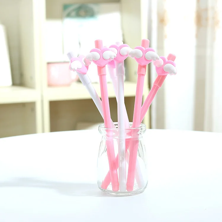 

20 Pcs Korean Stationery Cute Wings Love Gel Pen Cartoon Student Writing Tools Black Pen 0.5mm Kawaii School Supplies