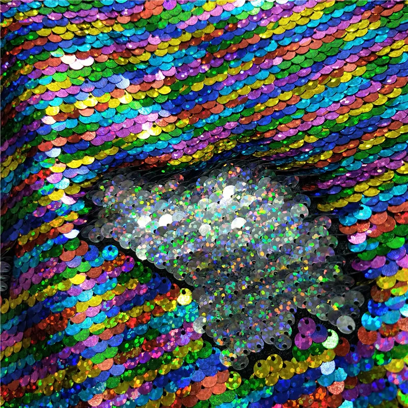 

2 Color Changing Color Sequins Farbic Hologram Bling Bling Glitter Shine Rainbow Fabrics Photograph Background Dress Costume DIY