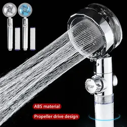 Propeller Driven Shower Head 360 Degree Rotation Handheld Shower Head High Pressure Turbocharged Bathroom Accessories