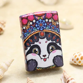 

Genuine Zippo oil lighter copper windproof Comedy Panda cigarette Kerosene lighters Gift With anti-counterfeiting code