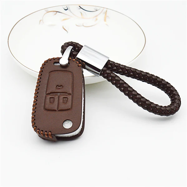 Brown 3 Button KUKAKEY автомобиль дистанционного ключа чехол для Opel Meriva Insignia Astra j Zafira a Mokka 3 4 Кнопка чехол для ключа цепь для Buick Encore Lacrosse - Название цвета: Brown 3 Button