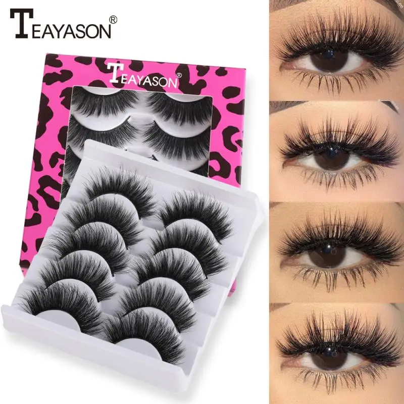 Pestañas postizas 3D largas y gruesas, conjunto de Pestañas postizas naturales, maquillaje, ojos suaves, maquillaje, cosméticos, pestañas postizas de Color TSLM1, 5 pares