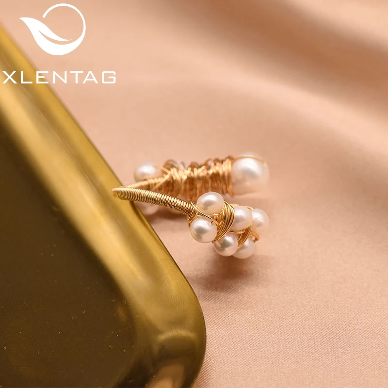 XlentAg, кольцо с натуральным пресноводным барочным белым жемчугом, регулируемое кольцо для женщин, милое обручальное кольцо ручной работы, ювелирное изделие Anelli Donna GR0190