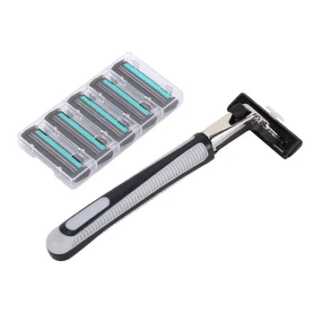 

Shave Trimmer Handle Shaving Replaceable Straight Manual Barber Shaving Razor Blade Set Trimmer With 6pcs Blades for Men