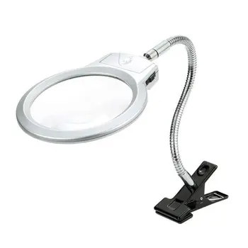 

Clip On Desktop Illuminated Magnifier Magnifying Glass Reading Loupe Metal Hose Led Illuminated Lamp Desk Magnifier With Clamp