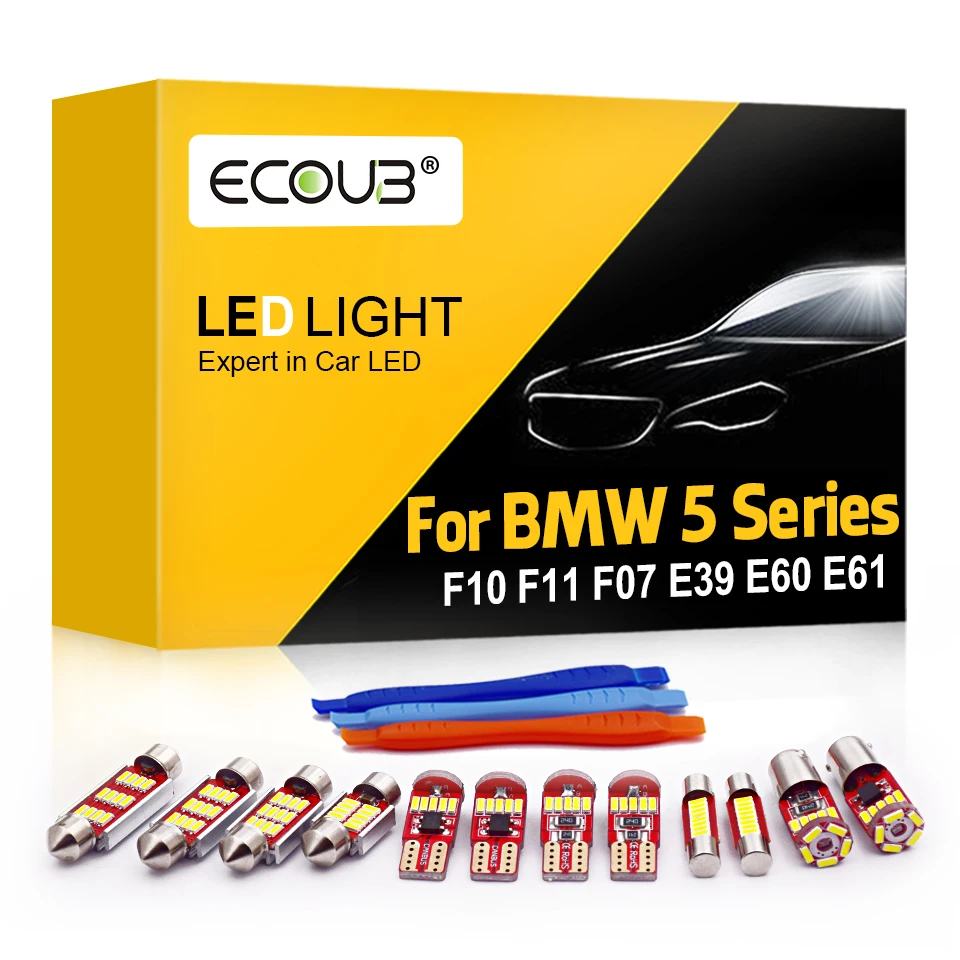 20+ Pcs for BMW 5 Series E39 E60 E61 F10 F11 F07 Interior Light Bulb Kit Canbus Car LED Dome Map Indoor Trunk Footwell Bulbs | Автомобили
