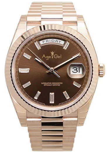 

Famous Brand New Mens Daydate Rose Gold Coffee Watch Automatic Mechanical Stainless Steel Sapphire Diamonds Dial 36mm Watches