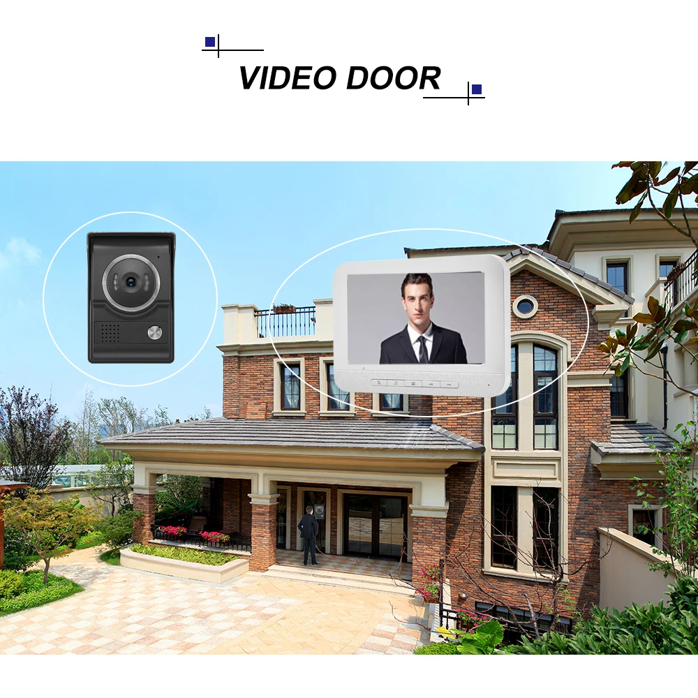 7 дюймов видео телефон двери дверной звонок IntercomTFT ЖК дисплей Цвет Экран Ночное