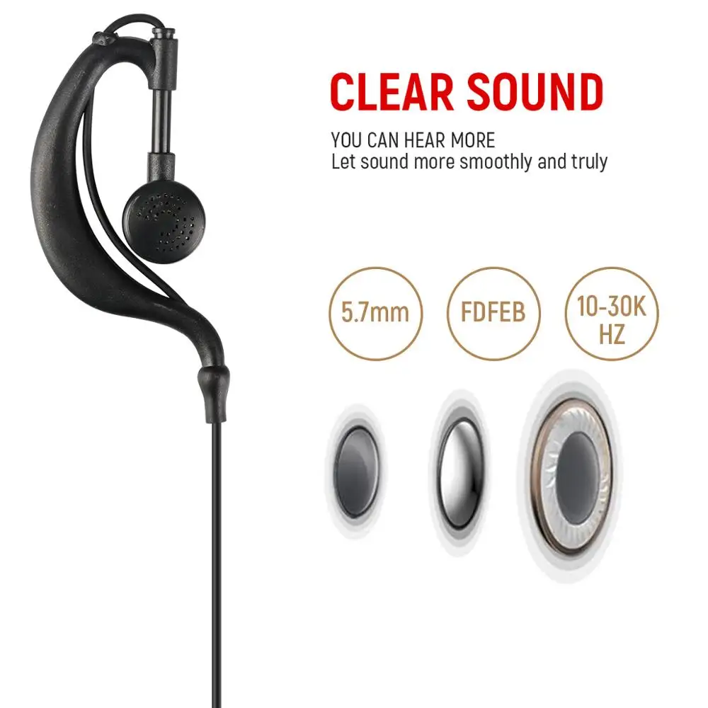 2 контактный телефон с микрофоном рация ушным крючком Внутренние Наушники для