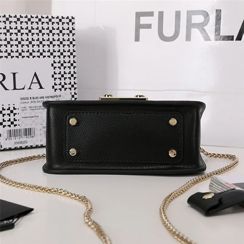 Оригинальные женские сумки FURLA, высококачественные женские кожаные сумки Furla черного цвета, размеры S 16,5 см x 12 см x 8 см