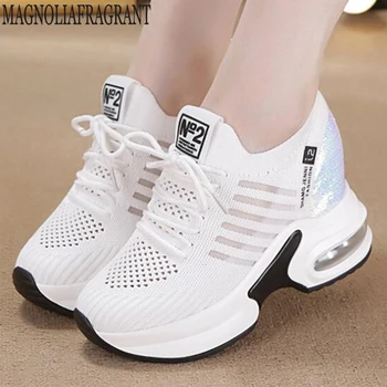 

Women Increase high Sneakers Breathable Flats Platform Women Shoes Fly weave mesh Casual Shoes Women Small white shoes y91