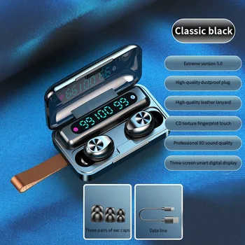 

Bluetooth Earphone Lanyard 2000mAh Magnetic Charging Case LED Earbuds Fingerprint Touch 9D Noise Reduction Waterproof Earphones