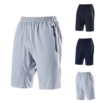 

Summer Men Quick Dry Elastic Waistband Solid Color Outdoor Sports Short Pants Breathable Cotton Gym Short Trousers