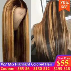 150% медовый блонд, парики из человеческих волос на кружеве для черных женщин, бразильские волосы remy #27, Микс, окрашенные человеческие волосы