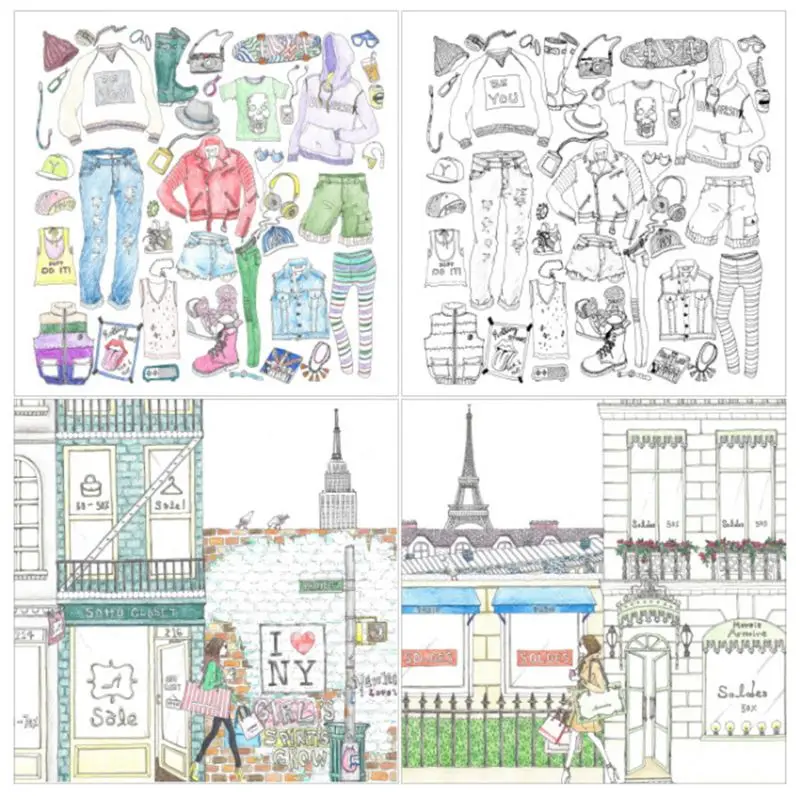 Hers Fashion Design Children Kids Coloring Book Girls Modern Style Drawing Books Graffiti Painting AXYF Hers Fashion Design Children Kids Coloring Book Girls Modern Style Drawing Books Graffiti Painting AXYF