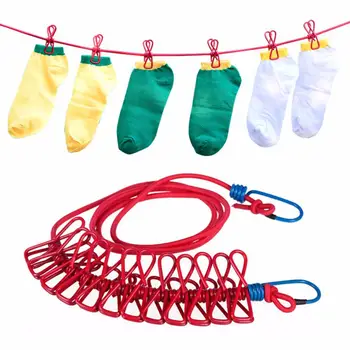 

Portable Elastic Windproof Drying Clothes Hanger Clothes Line with 12 Clips