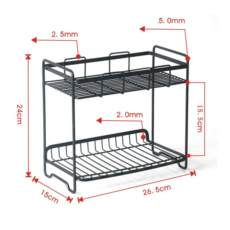 Кованая железная стойка для хранения многоэтажная полка для кухни ванной спальни балкон(черный