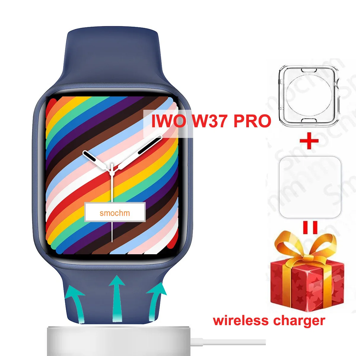Smochm IWO W37 Pro Smart Watch 44MM Series 7 Customized Faces Bluetooth compatible Calling Heart