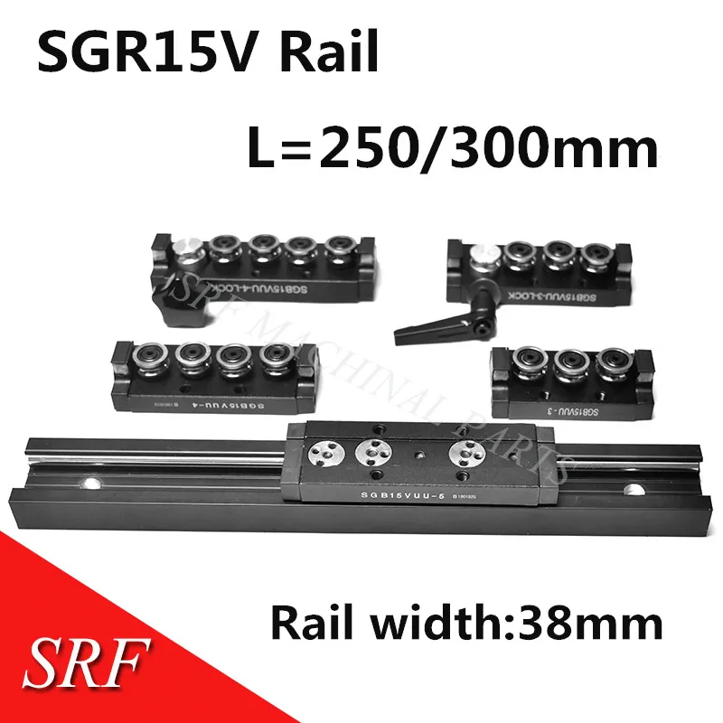 Ширина 38 мм алюминиевая квадратная направляющая ролика SGR15V L = 250/300 двухосевой