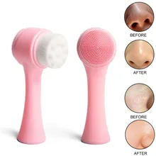 Двухсторонняя супер мягкая силиконовая щётка для очищения лица 3D Очищающая Массажная щетка для мытья лица средство для ухода за кожей