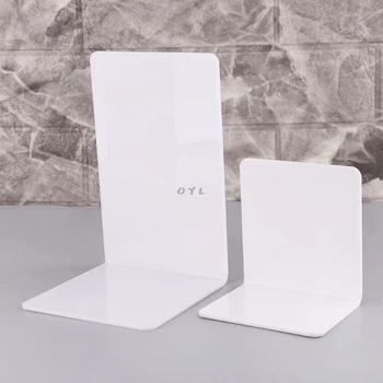 

2Pcs White Acrylic Bookends L-shaped Desk Organizer Desktop Book Holder School Stationery Office Accessories