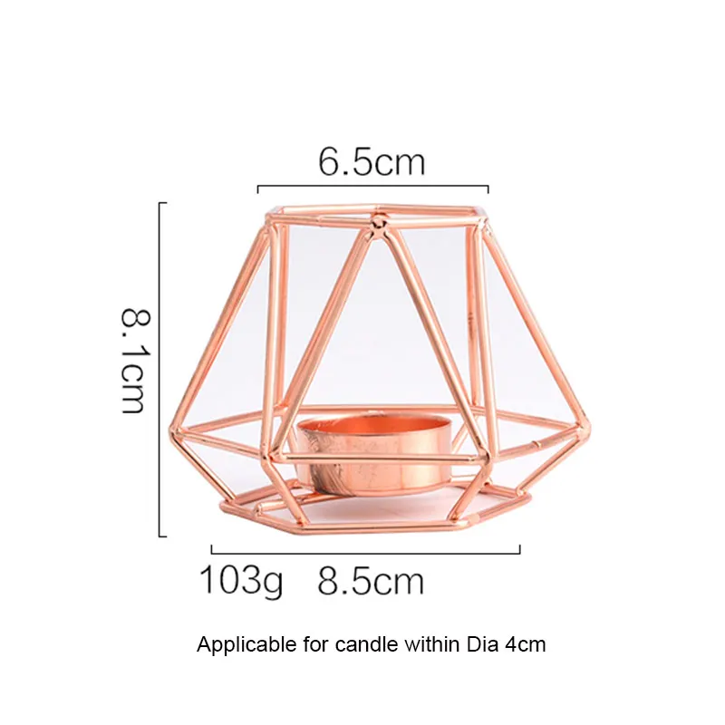 Скандинавские украшения для дома и Рождества, аксессуары, металлический подсвечник, стенд свадебных орнаментальных украшений в середине потолка, гальванические свечи - Цвет: Rose Gold S