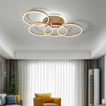 

Gold Finished Modern led ceiling lights for living room bedroom study room 110V 220V Circle Rings home ceiling lamp fixtuers