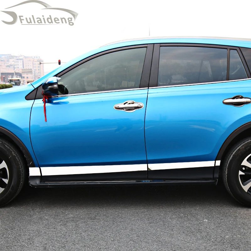 8 шт. для Toyota RAV4- из нержавеющей стали боковой рельефная Накладка для отделки автомобиля аксессуары для укладки