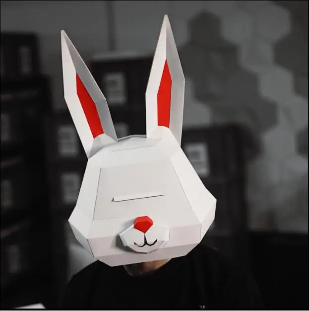 

Rabbit Paper 3D DIY Material Manual Creative Head Mask Party Masquerade Show Props #2524 Lovely Tide Hand Made Cute Mask