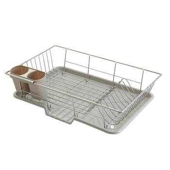 

Stainless Steel Kitchen Plate Drain Rack Bowl Water Drying Holder Kitchen Organizer Rack Dish Shelf Sink Drying Racks-Silver Gre
