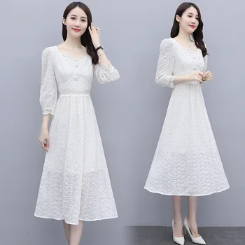 

Ladies' Lace 2020 Autumn New Style Machine Embroidery Slim Fit Slimming by Age Significantly Higher Elegant WOMEN'S Dress