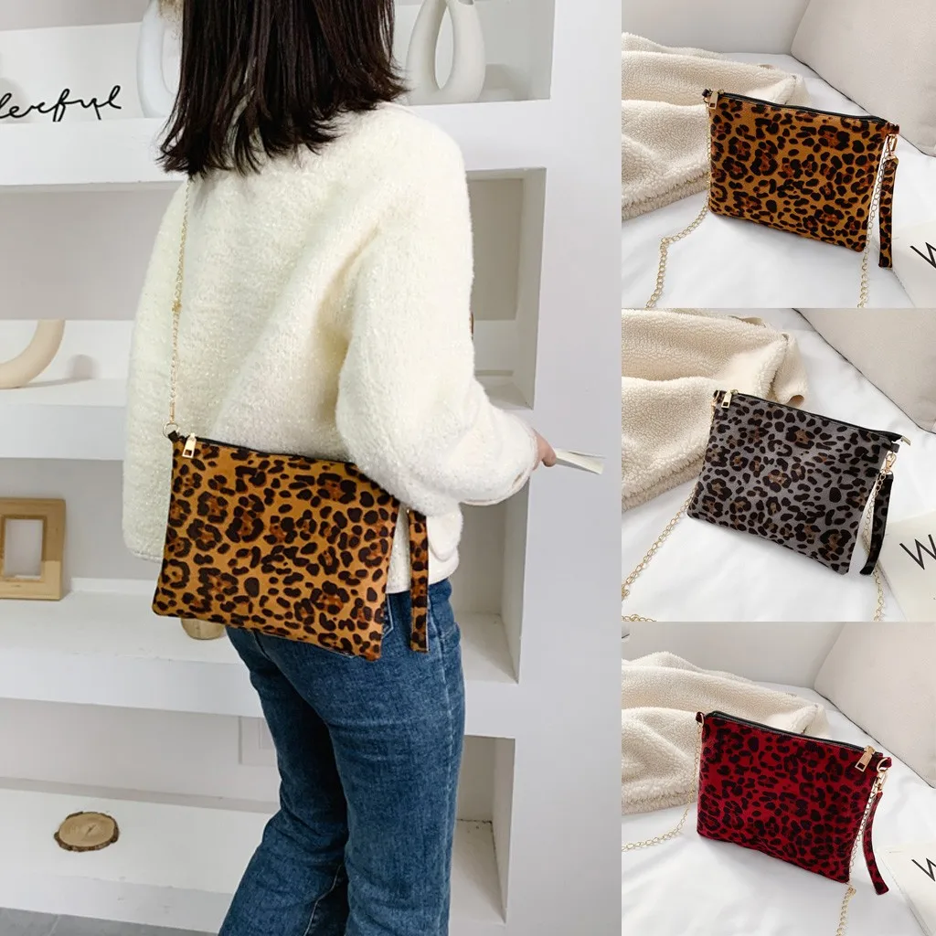 Модные сумки через плечо для женщин Сумка с леопардовым принтом кошелек телефона