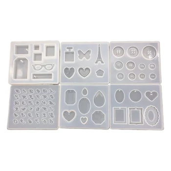 

2020 New 6 Pcs/set Crystal Epoxy Pendant Mold DIY Diamond Digital Letter Button Silicone Mould Manual Decorative Ornaments