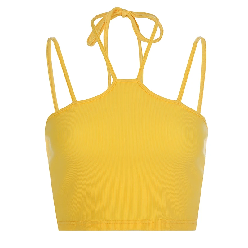 Сексуальные женские Желтые Твердые Cami Bralet короткие кроп-топы летние